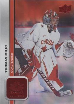 2023 Upper Deck Team Canada Juniors - Patterned Foilboard Red #1 Thomas Milic Front