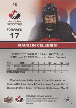 2023 Upper Deck Team Canada Juniors - Patterned Foilboard Red #26 Macklin Celebrini Back