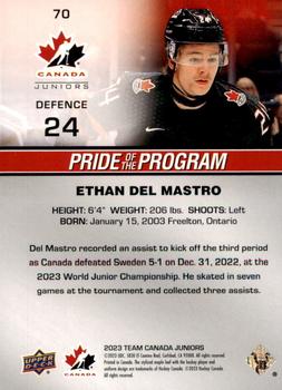 2023 Upper Deck Team Canada Juniors - Patterned Foilboard Red #70 Ethan Del Mastro Back