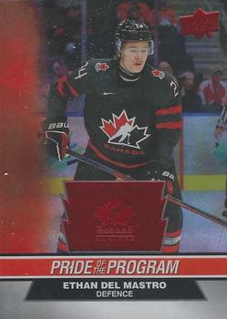 2023 Upper Deck Team Canada Juniors - Patterned Foilboard Red #70 Ethan Del Mastro Front