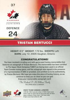 2023 Upper Deck Team Canada Juniors - Autograph Patch #37 Tristan Bertucci Back