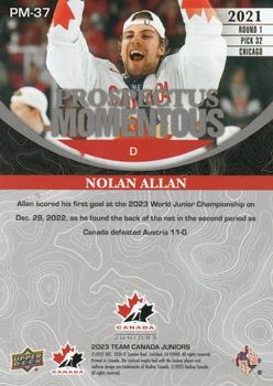 2023 Upper Deck Team Canada Juniors - Prospectus Momentous #PM-37 Nolan Allan Back