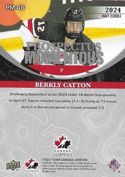 2023 Upper Deck Team Canada Juniors - Prospectus Momentous #PM-46 Berkly Catton Back