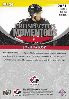 2023 Upper Deck Team Canada Juniors - Prospectus Momentous Electric Red #PM-26 Joshua Roy Back