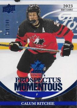 2023 Upper Deck Team Canada Juniors - Prospectus Momentous Electric Blue #PM-1 Calum Ritchie Front