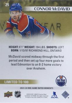 2023-24 Upper Deck Game Dated Moments - Gold #25 Connor McDavid Back