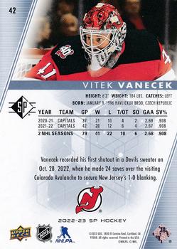 2022-23 SP - Blue #42 Vitek Vanecek Back