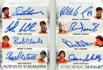 2023 Leaf Ultimate - StoryBook Franchise Spectrum Silver Holofoil #SBF-2 Eric Lindros / John LeClair / Bobby Clarke / Ron Hextall / Mikeal Renberg / Bernie Parent / Bill Barber / Dave Schultz Front