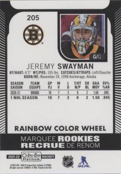 2021-22 O-Pee-Chee Platinum - Rainbow Color Wheel #205 Jeremy Swayman Back