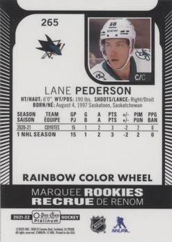 2021-22 O-Pee-Chee Platinum - Rainbow Color Wheel #265 Lane Pederson Back