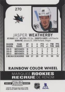 2021-22 O-Pee-Chee Platinum - Rainbow Color Wheel #270 Jasper Weatherby Back