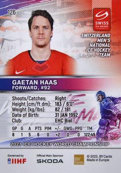 2023 BY Cards IIHF World Championship  (unlicensed) #126 Gaetan Haas Back