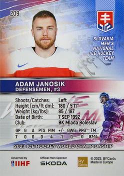 2023 BY Cards IIHF World Championship  (unlicensed) #209 Adam Janosik Back