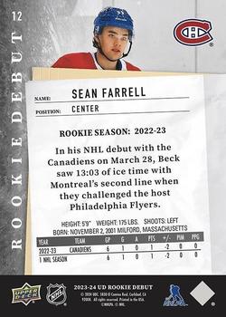 2023-24 Upper Deck Rookie Debut #12 Sean Farrell Back