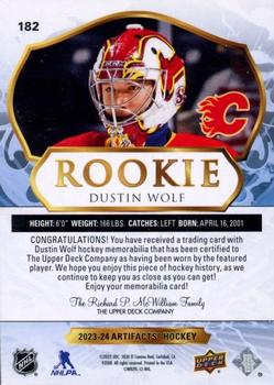 2023-24 Upper Deck Artifacts - Material Gold #182 Dustin Wolf Back