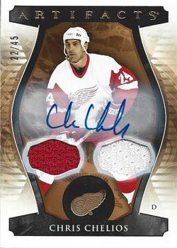 2023-24 Upper Deck Artifacts - Auto Material Gold #159 Chris Chelios Front