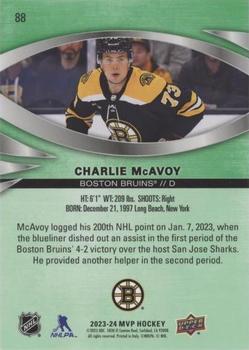 2023-24 Upper Deck MVP - Green Script #88 Charlie McAvoy Back