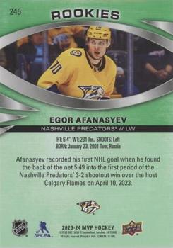 2023-24 Upper Deck MVP - Green Script #245 Egor Afanasyev Back