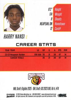 2023-24 Choice Owen Sound Attack (OHL) #12 Harry Nansi Back