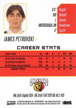 2023-24 Choice Owen Sound Attack (OHL) #17 James Petrovski Back