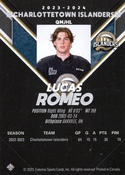 2023-24 Extreme Charlottetown Islanders (QMJHL) #NNO Lucas Romeo Back
