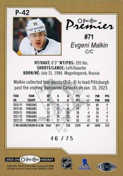 2023-24 O-Pee-Chee - O-Pee-Chee Premier Diamond Rainbow #P-42 Evgeni Malkin Back