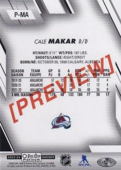 2023-24 O-Pee-Chee - OPC Platinum Previews #P-MA Cale Makar Back