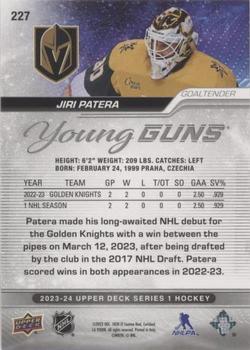 2023-24 Upper Deck - Speckled Rainbow Foil #227 Jiri Patera Back