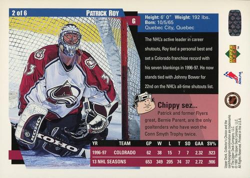1997-98 Collector's Choice - Blow-Ups (6 card set) #2 Patrick Roy Back