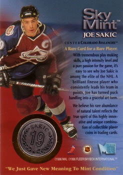 1995-96 Metal - SkyMint Joe Sakic #NNO Joe Sakic Back