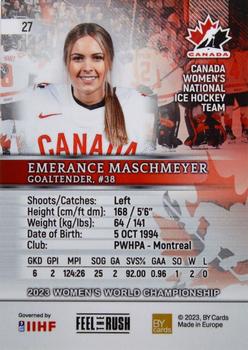 2023 BY Cards IIHF Women's World Championship #27 Emerance Maschmeyer Back