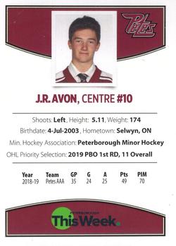 2019-20 Peterborough Petes (OHL) #NNO J.R. Avon Back