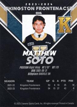 2023-24 Extreme Kingston Frontenacs (OHL) #NNO Matthew Soto Back