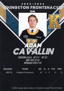 2023-24 Extreme Kingston Frontenacs (OHL) #NNO Adam Cavallin Back