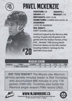 2023-24 Moose Jaw Warriors (WHL) #13 Pavel McKenzie Back