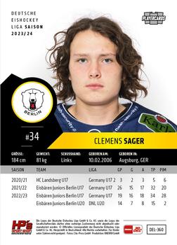 2023-24 Playercards Update (DEL) #360 Clemens Sager Back