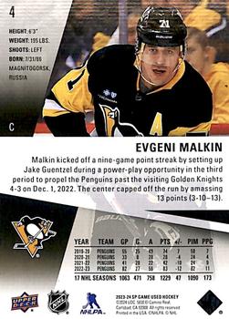 2023-24 SP Game Used - Gold #4 Evgeni Malkin Back