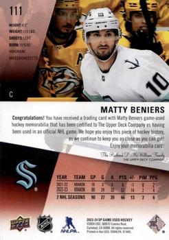 2023-24 SP Game Used - Jersey #111 Matty Beniers Back