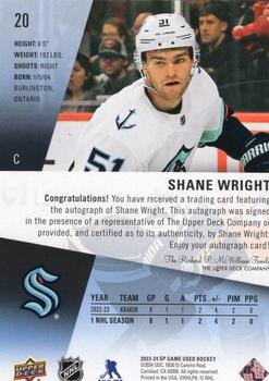 2023-24 SP Game Used - Auto #20 Shane Wright Back