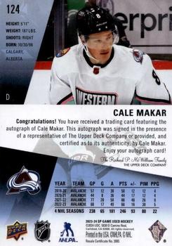 2023-24 SP Game Used - Auto #124 Cale Makar Back