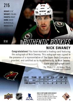 2023-24 SP Game Used - Auto #215 Nick Swaney Back