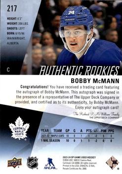 2023-24 SP Game Used - Auto #217 Bobby McMann Back