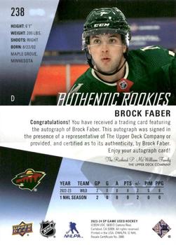 2023-24 SP Game Used - Auto #238 Brock Faber Back