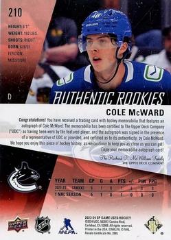 2023-24 SP Game Used - Auto Jersey #210 Cole McWard Back