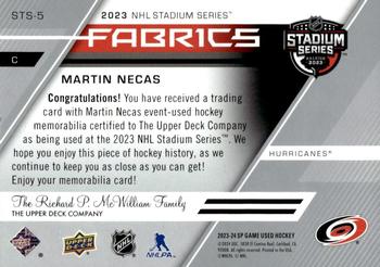 2023-24 SP Game Used - 2023 Stadium Series Fabrics #STS-5 Martin Necas Back