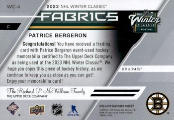 2023-24 SP Game Used - 2023 Winter Classic Fabrics #WC-4 Patrice Bergeron Back