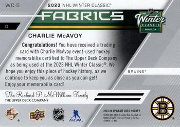 2023-24 SP Game Used - 2023 Winter Classic Fabrics #WC-5 Charlie McAvoy Back