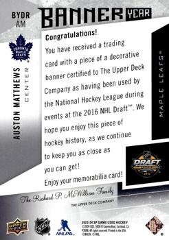 2023-24 SP Game Used - Banner Year NHL Draft #BYDR-AM Auston Matthews Back