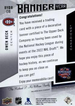 2023-24 SP Game Used - Banner Year NHL Draft #BYDR-OB Owen Beck Back