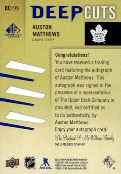 2023-24 SP Game Used - Deep Cuts Auto #DC-99 Auston Matthews Back